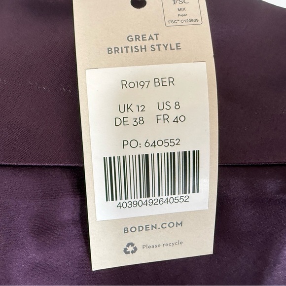 Boden Satin Bias Cut Mini Skirt US Women's US 8 Fig NEW.  819 - Picture 4 of 6